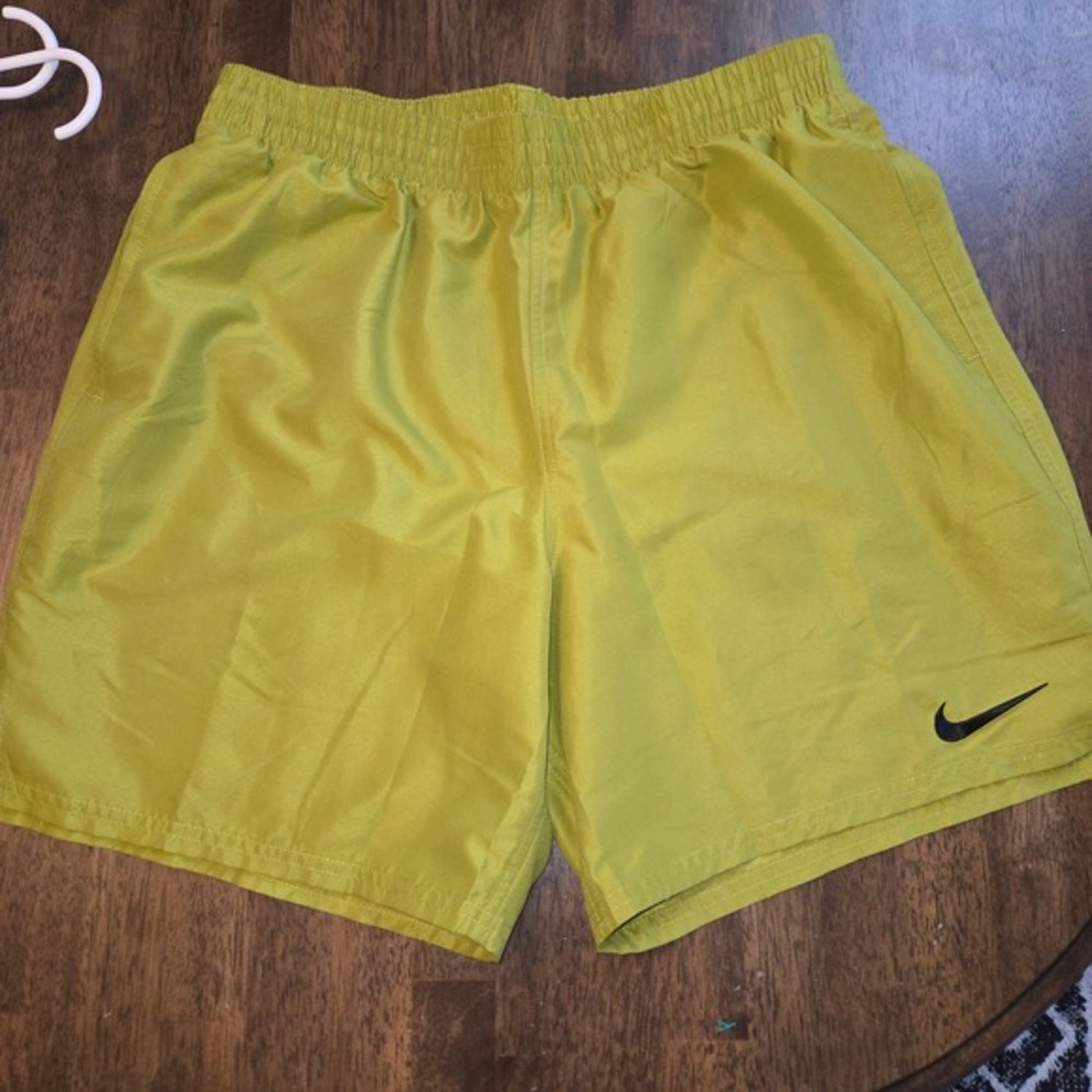 Nike Mens Swim‎ Trunks Chartreuse Green Mesh Lined Large 2024